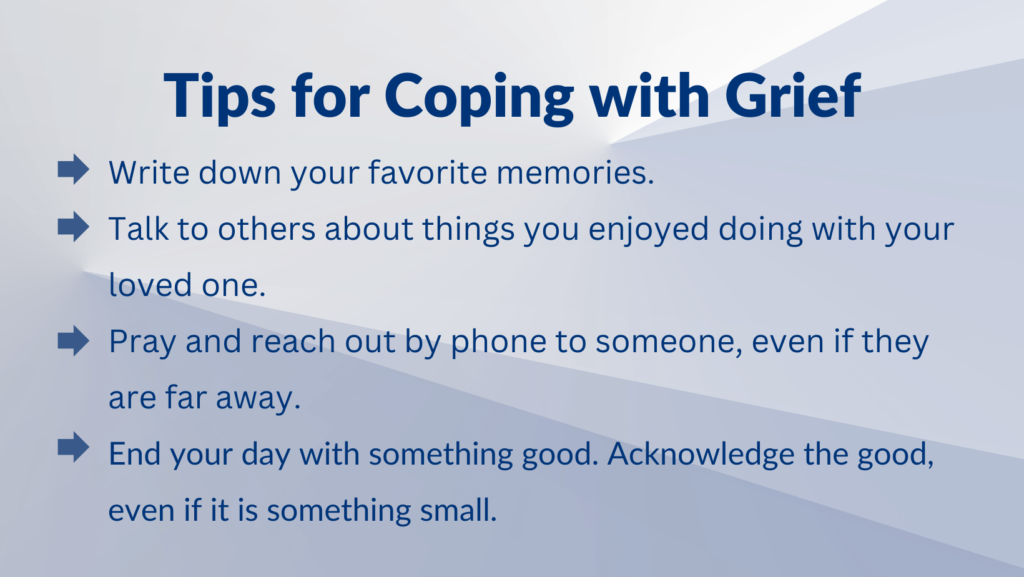Tips for coping with grief during the holidays.